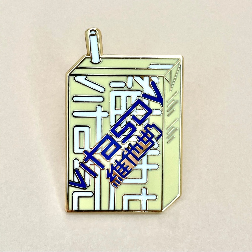 Vita soy milk enamel pin